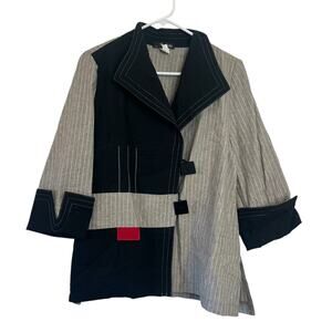 Moonlight Y & Fashion Design Women's Sz S 100% Linen Squared Button Jacket Retro